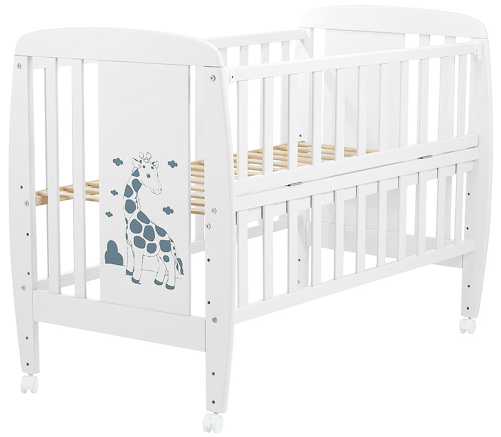 

625356 Кровать Babyroom Жирафик откидной бок, колеса DJO-01 бук белый