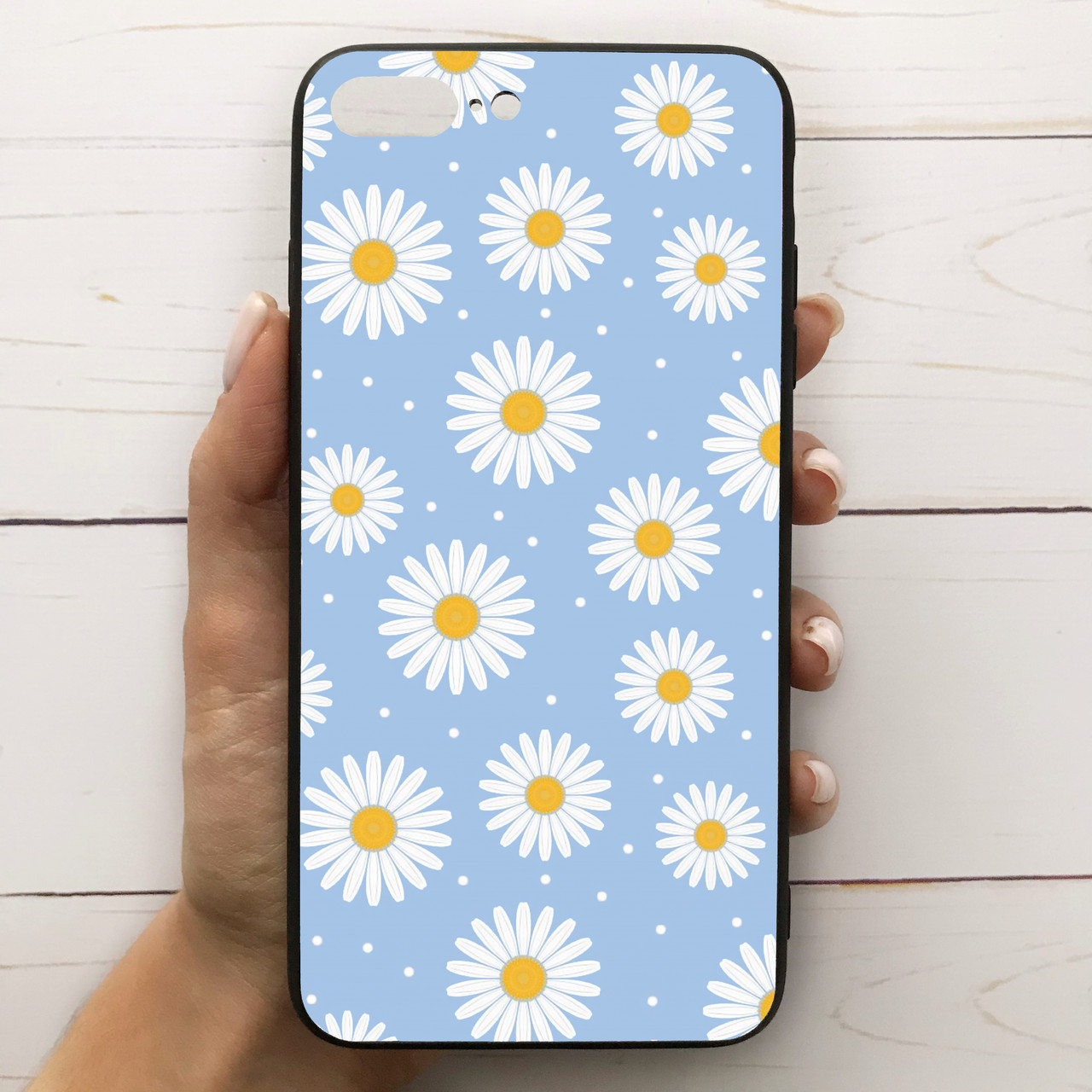 

Чехол Mood для iPhone 7 Plus/8 Plus с рисунком Ромашки на голубом фоне (276