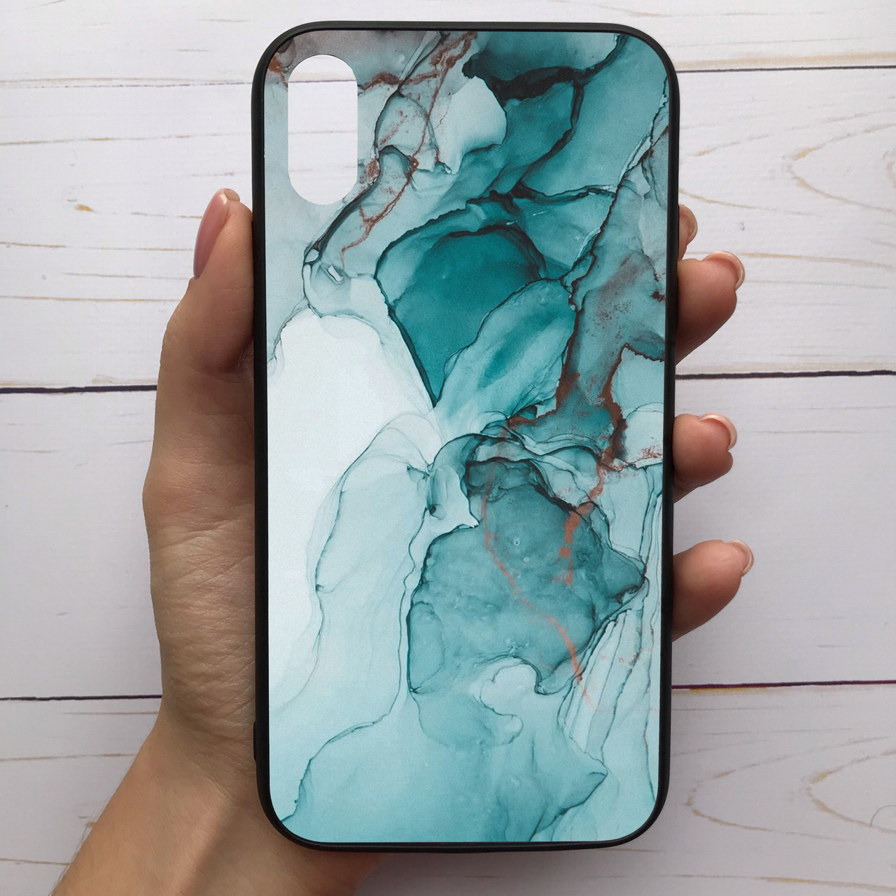 

Чехол Mood для iPhone X/Xs с рисунком Мрамор бирюза (31