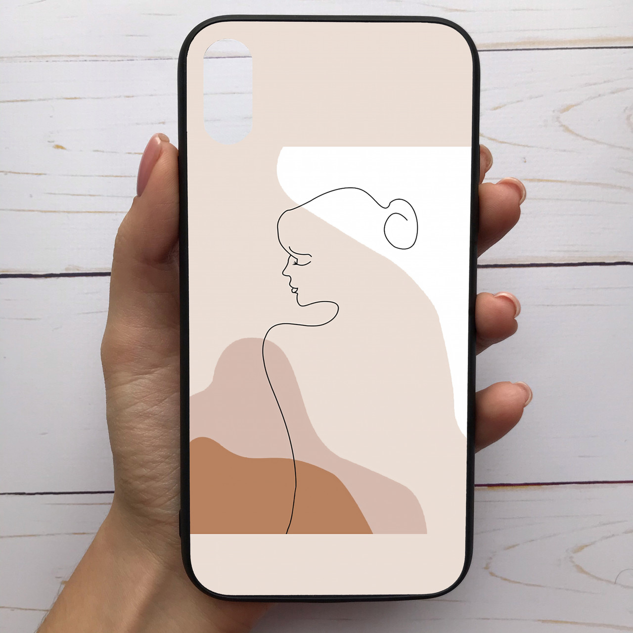 

Чехол Mood для iPhone Xr с рисунком Силуэт на бежевом фоне (303