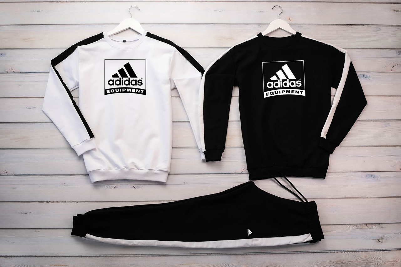 

Adidas Equipment мужской черный спортивный костюм весна осень.AdidasEquipment Свитшот 2шт белый черный + штаны