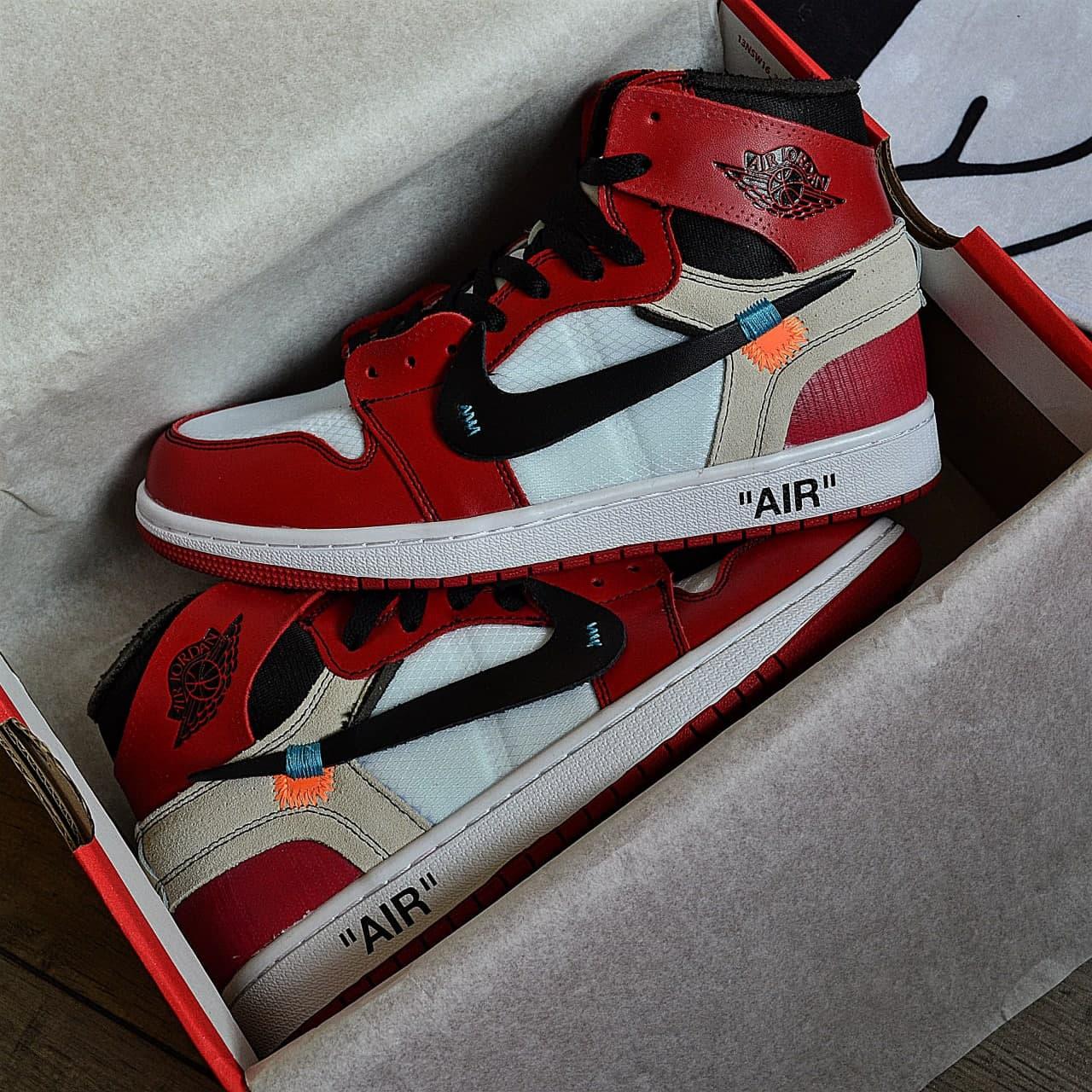 

Мужские кроссовки Nike Air Jordan 1 Off-White Red White / Найк Аир Джордан 1 Офф-Вайт Красные Белые 45, Красный