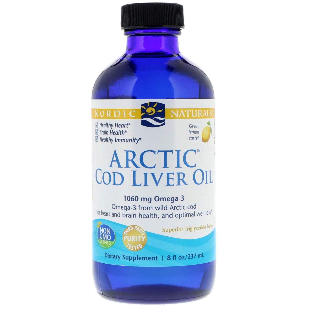 

Рыбий жир жидкий из печени арктической трески (Cod Liver Oil) 237 мл со вкусом лимона