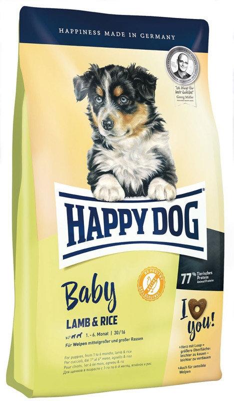 

Сухой безглютеновый корм для юниоров средних и крупных пород собак Happy Dog Baby Lamb Rice 4 кг