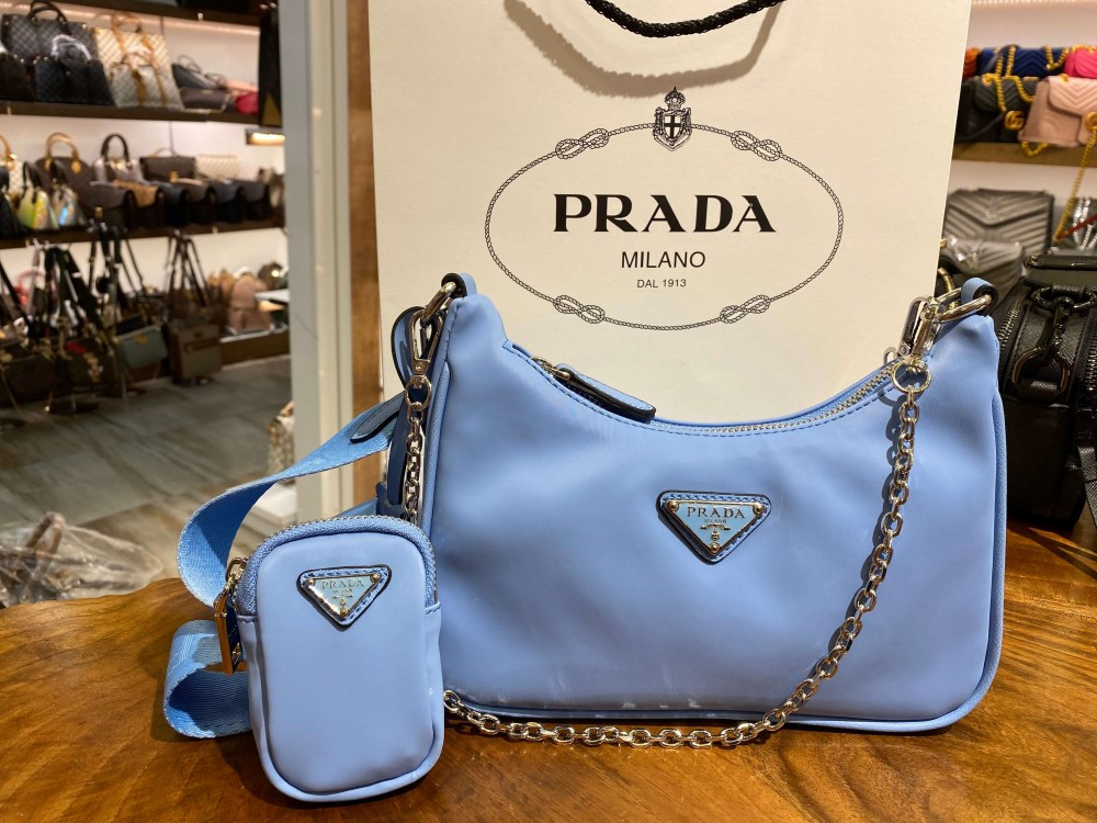 

Prada Re-Edition 2005 Nylon Mini Shoulder Bag Astral Blue