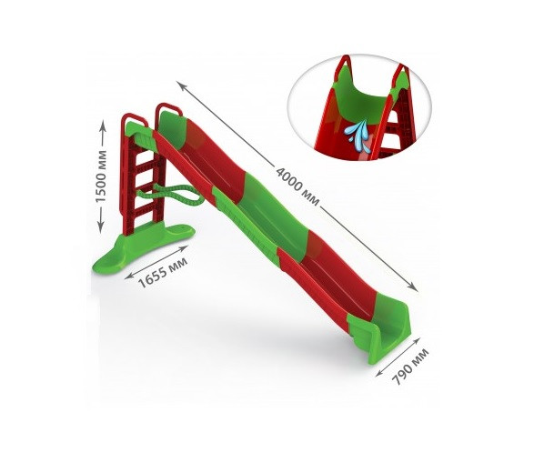 

Горка "МЕГА" с водным эффектом, зеленая с красным Doloni 01450/3, Зеленый с красным
