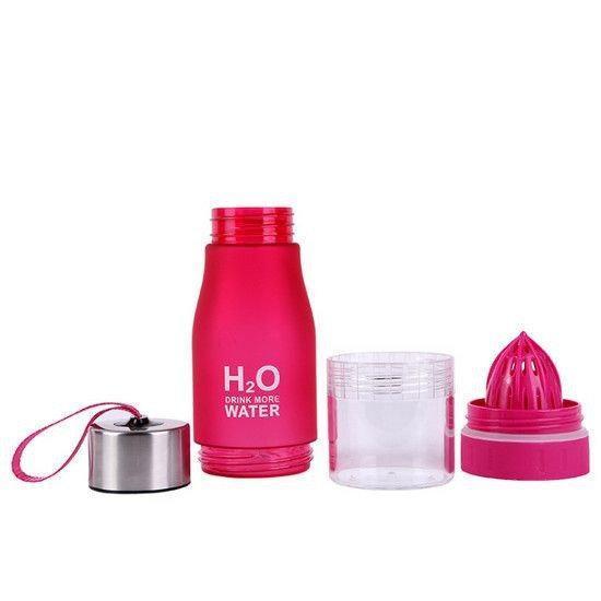 Пляшка рожева H2O Water Bottle 650 мл № B70 зручна пляшка для занять спортом і повсякденної життя