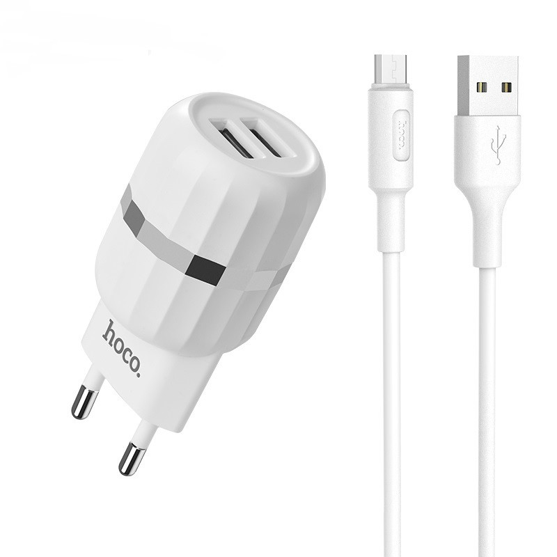 

СЗУ Hoco C41A Wisdom with MicroUSB (EU) (2USB, 2.4A) White, Белый