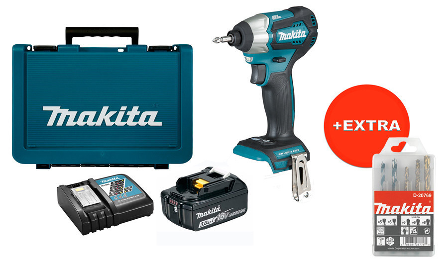 

Аккумуляторный ударный шуруповерт Makita DTD155RFX + 1 акб 18 V 3 Ah + з/у + кейс + набор сверл 5 шт (D-20769)