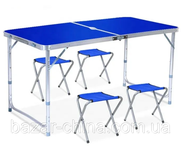 

Стол для пикника с 4 стульями Folding Table (раскладной чемодан) Синий