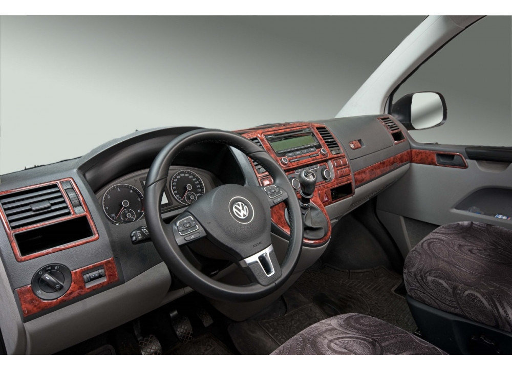 

Volkswagen T5 рестайлинг 2010-2015 гг. Накладки на панель Карбон