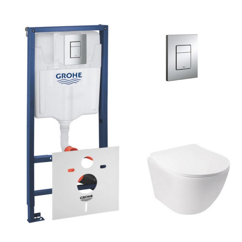 

Набір інсталяція 4 в 1 Grohe Rapid SL 38772001 + унітаз з сидінням Qtap Jay QT07335176W