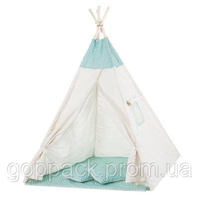 

Детская палатка вигвам Springos Tipi Xxl White/Mint SKL41-277680