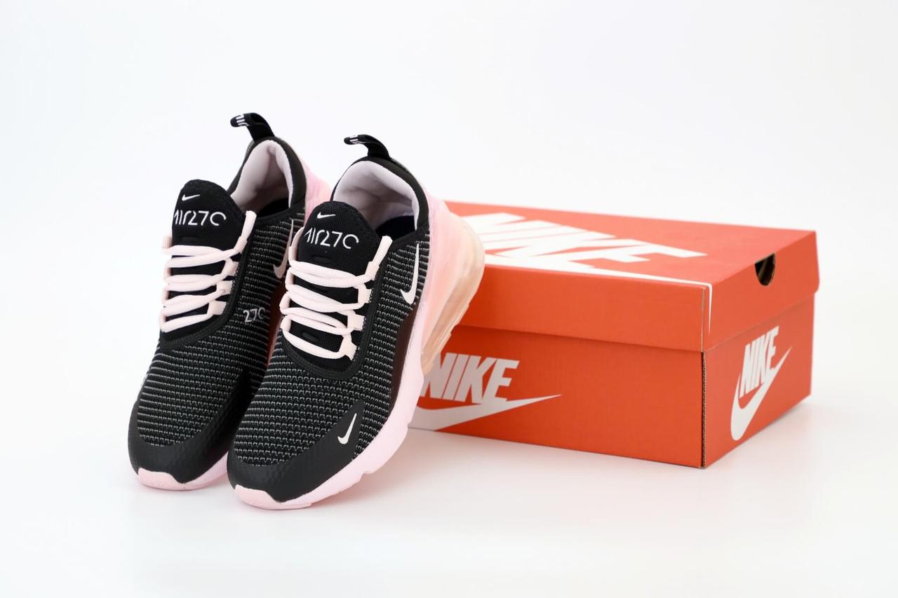 

Женские кроссовки Nike Air Max 270 Black Grey Pink (Найк Аир Макс черно-серо-розовые) весна/лето, Черно-белый