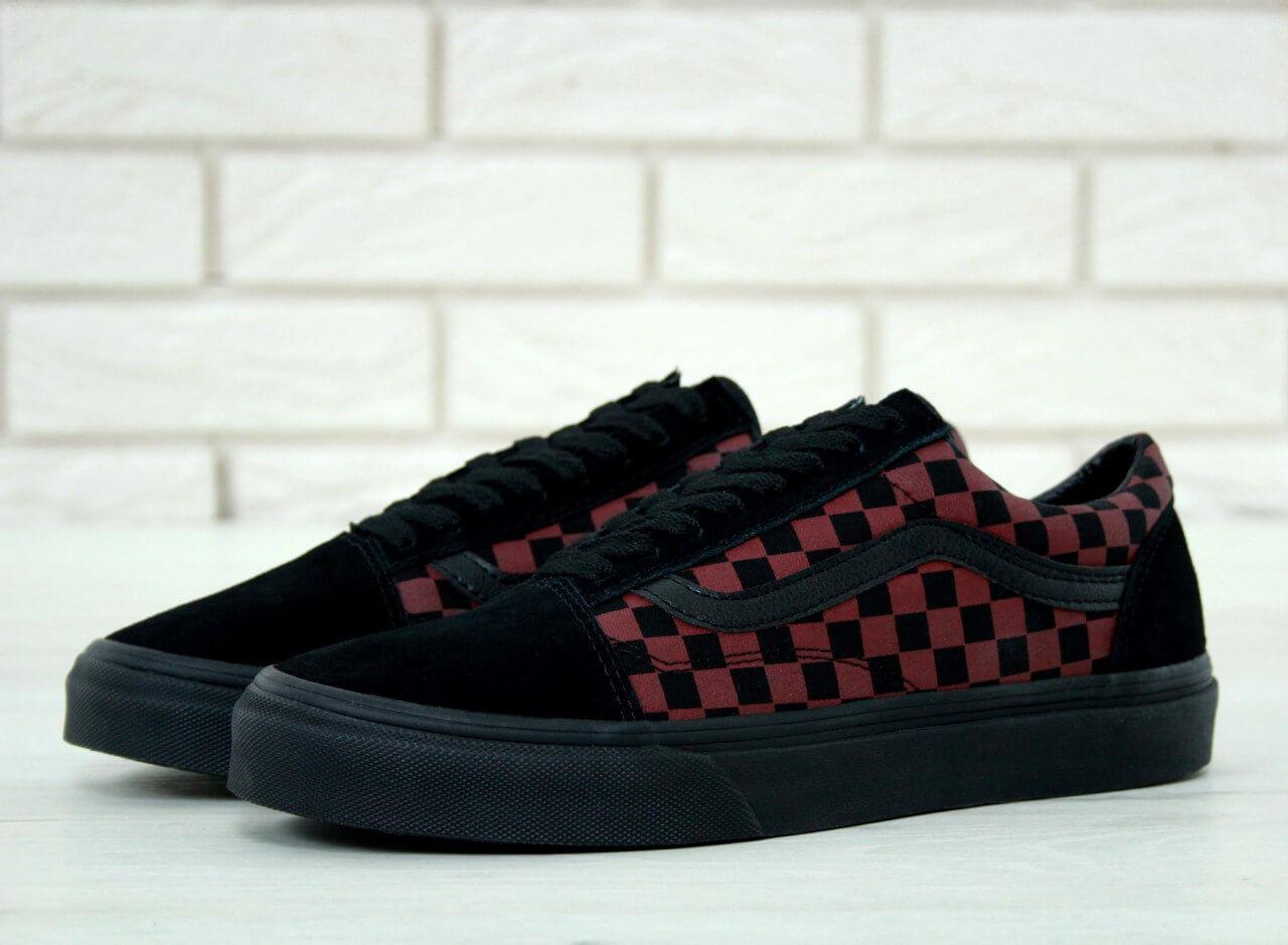 

Мужские кеды Vans Old Skool Ska Black Red (Кеды Ванс Олд Скул черного цвета в клетку) 43, Черный