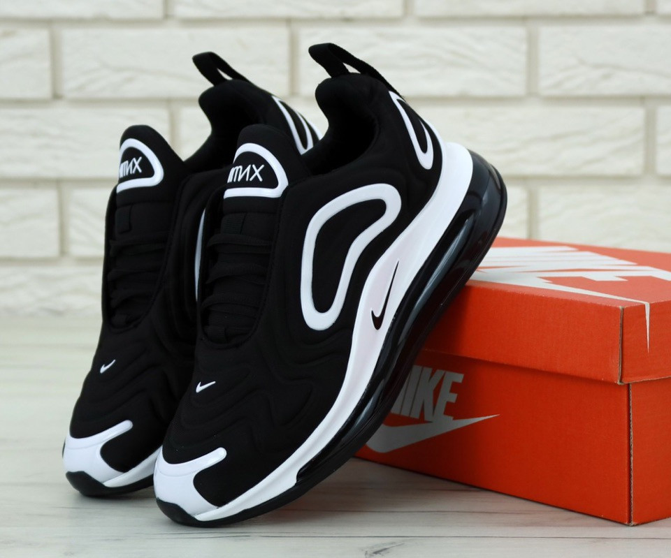 

Кроссовки Nike Air Max 720 Black White (Найк Аир Макс 720 черно-белые мужские и женские размеры 36-45) 40, Черный