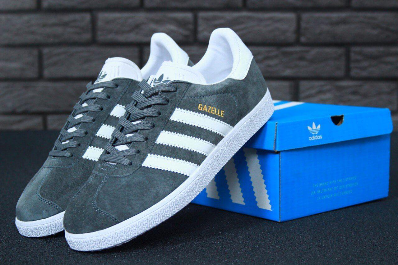 

Мужские кроссовки Adidas Gazelle OG Grey серые (Адидас Газели) замша 42, Серый