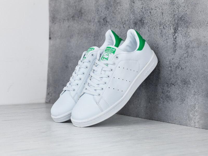 

Кроссовки Adidas Stan Smith белые с зеленым (Адидас Стен Смит белые мужские и женские размеры 36-45) 43, Белый