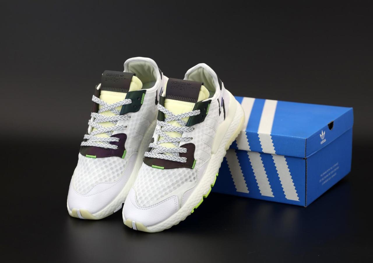 

Мужские кроссовки Adidas Nite Jogger White Rweflective (Адидас Найт Джоггеры белого цвета рефлективные) 42, Белый