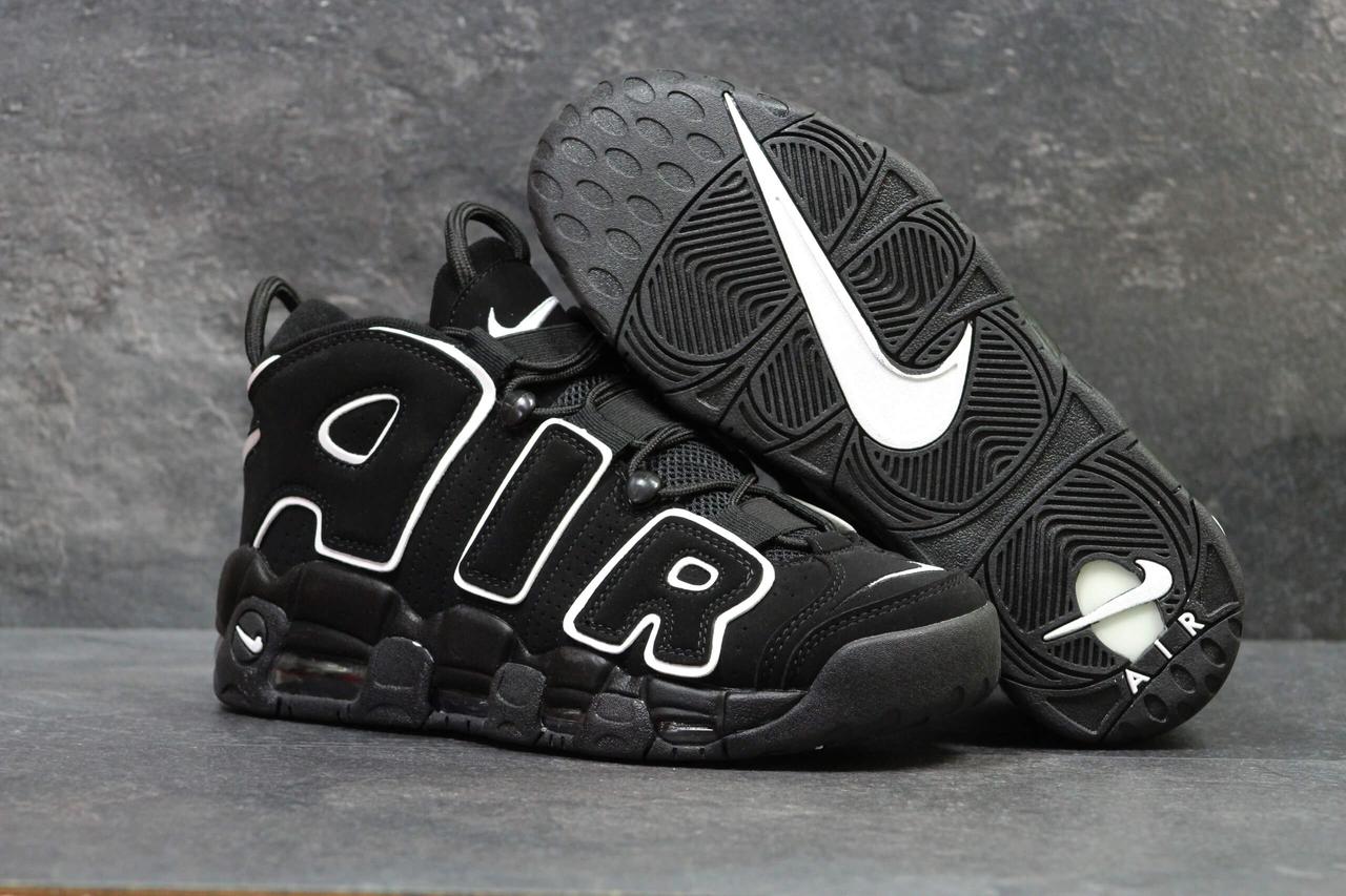 

Мужские высокие замшевые кроссовки Nike Air More Uptempo 96 Black White (Найк Аптемпо) 44, Черный