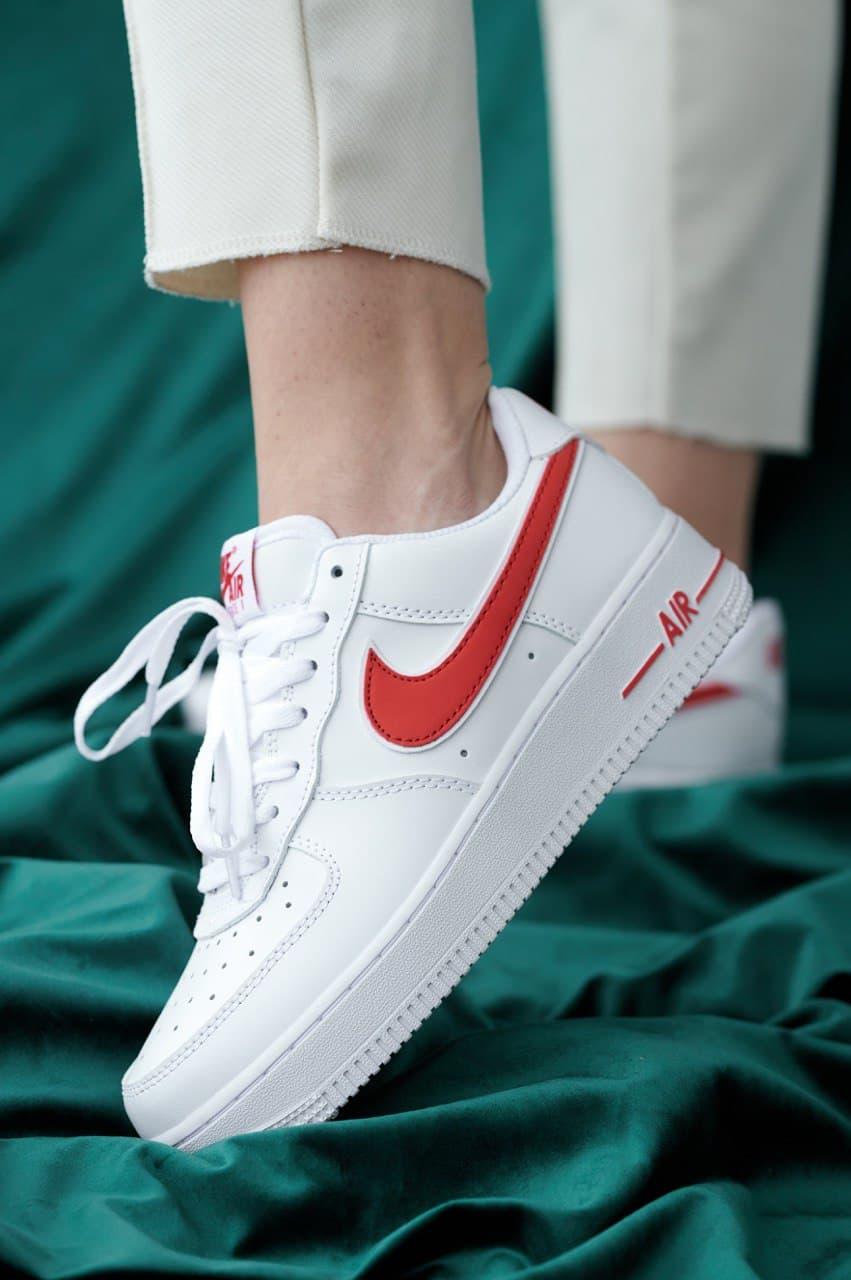 

Мужские кроссовки Nike Air Force 1 White Red / Найк Аир Форс Белый Красный 44