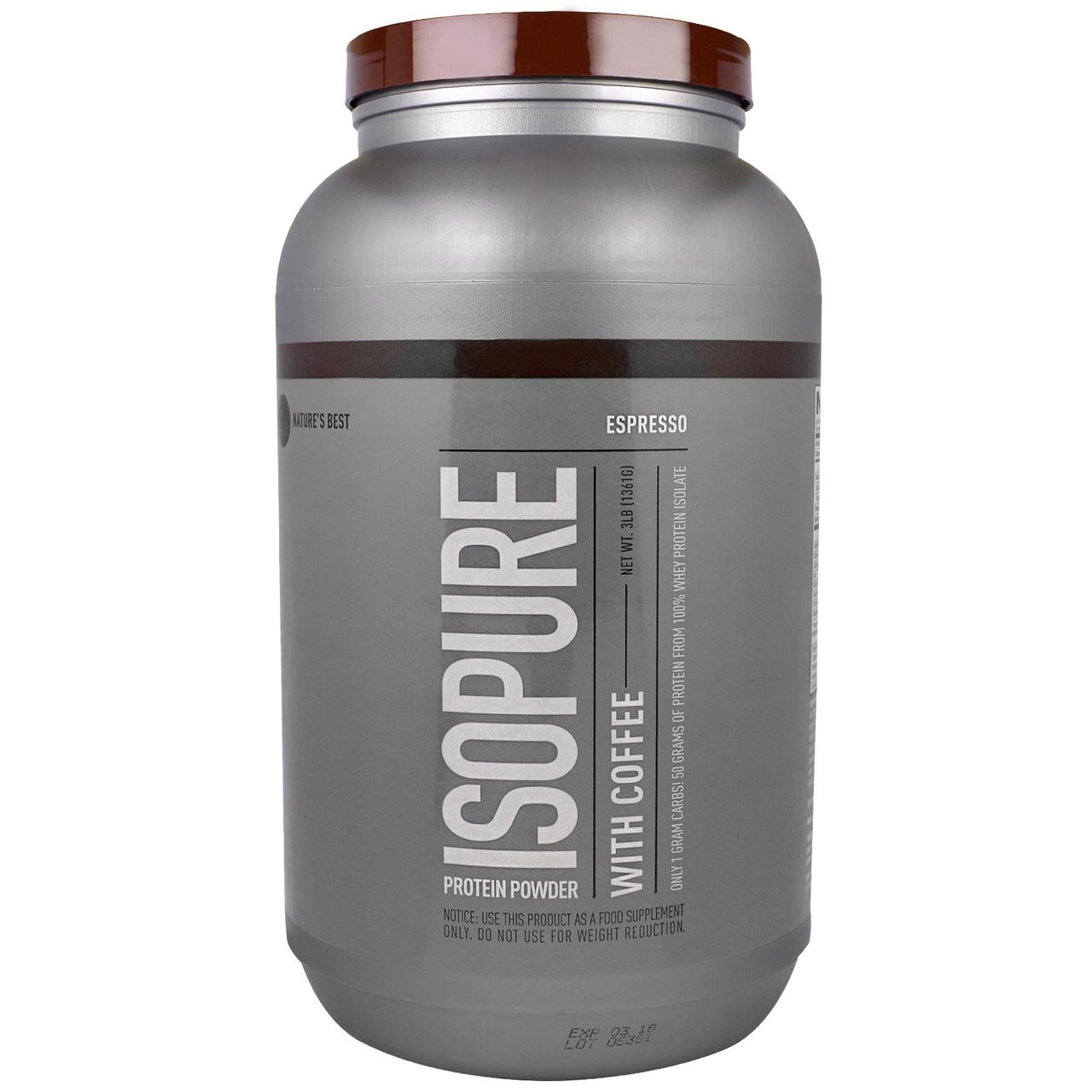 

Isopure, Белковый порошок с кофе, эспрессо, 3 фунта (1361 г