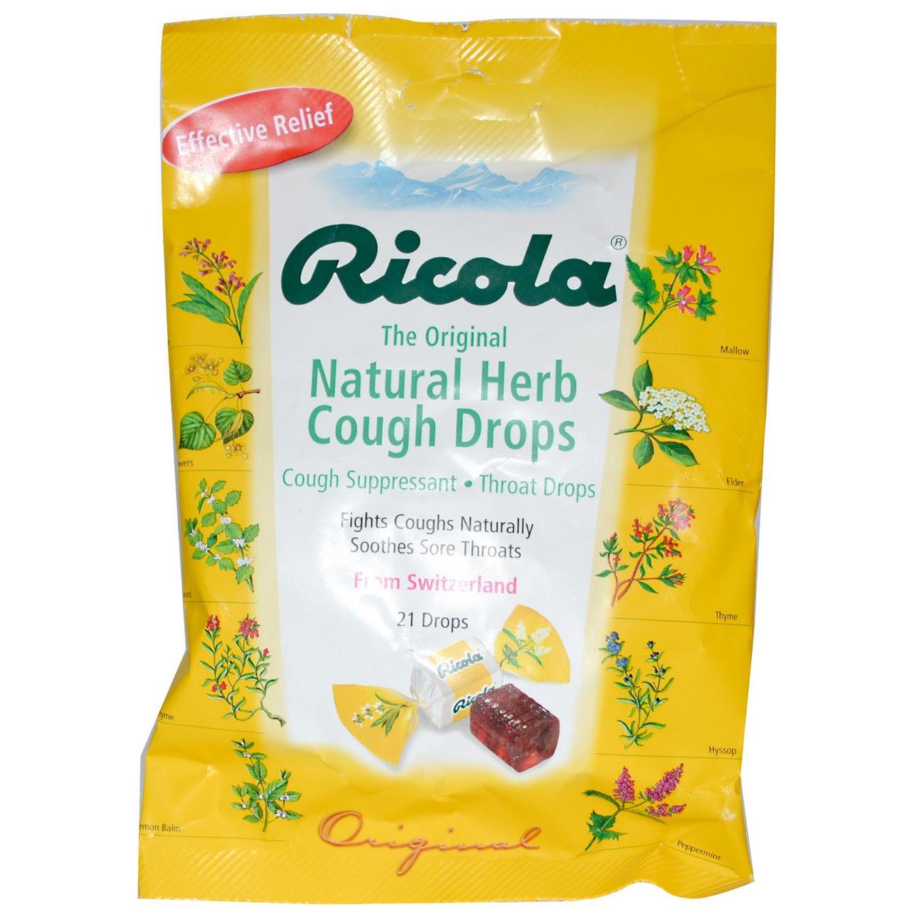 

Ricola, Оригинальные натуральные леденцы от кашля с травами, 21 капля оригинал