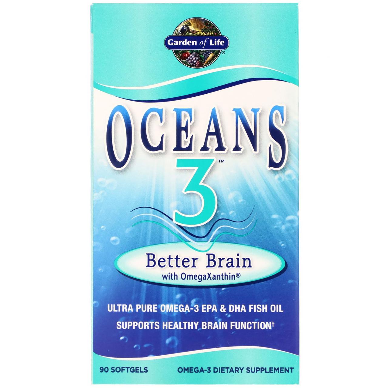 

Garden of Life, Oceans 3, Better Brain with OmegaXanthin™, препарат для поддержки мозга с омега-ксантином , 90