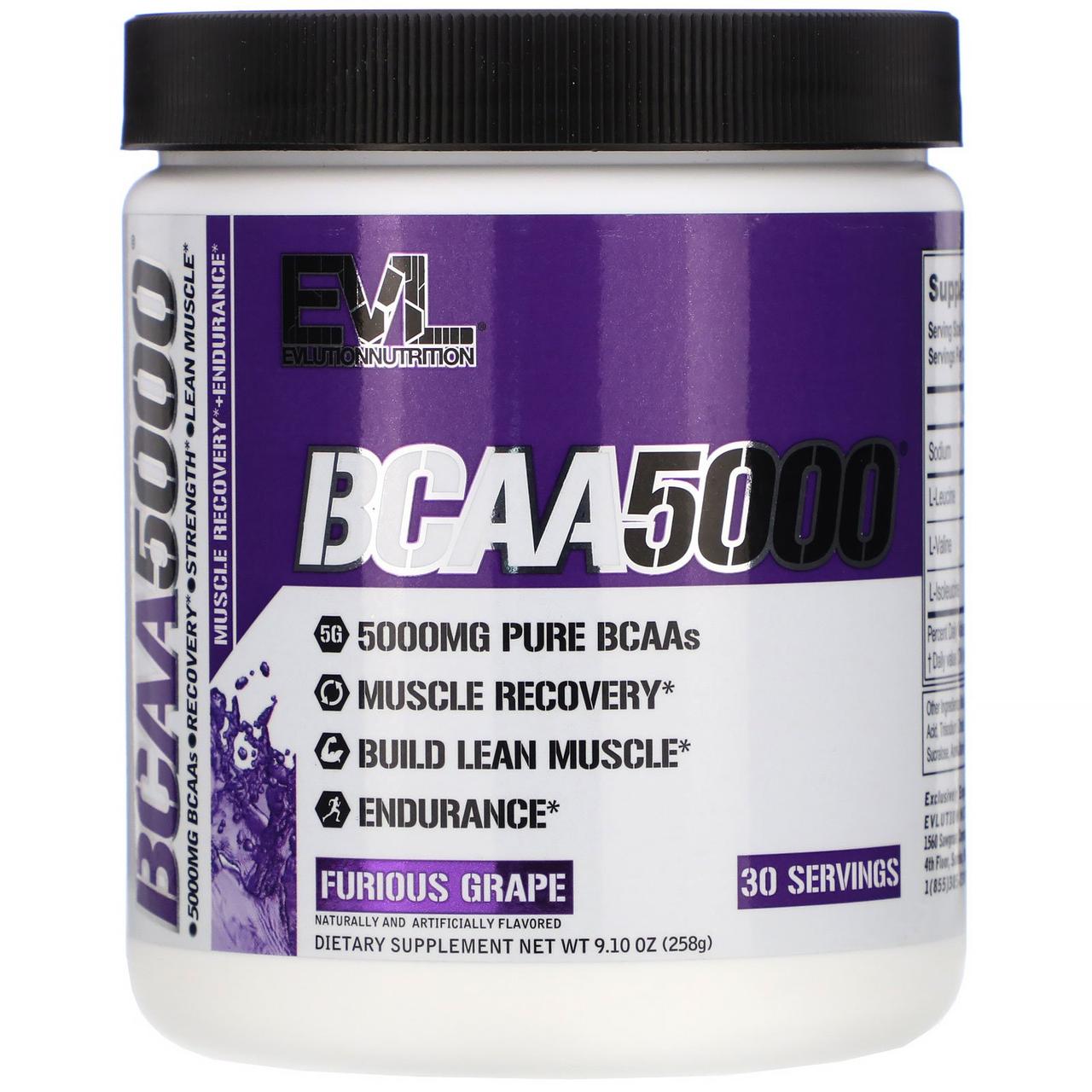 

EVLution Nutrition, BCAA 5000, Furious Grape, 9.10 oz (258 g)