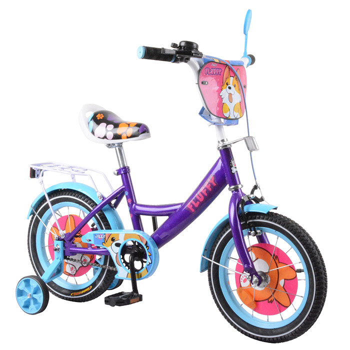 

Двухколесный велосипед TILLY Fluffy 14" (T-214213 purple + l.blue