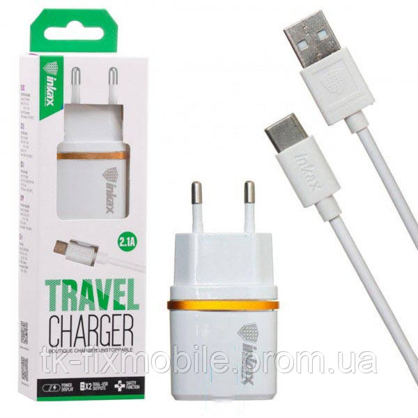 

Зарядное устройство inKax CD-11 2USB 2.1A Type-C Белый