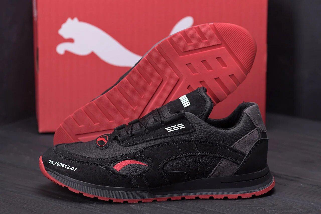 

Puma мужские демисезонные черные кроссовки на шнурках.Весенние мужские кожаные кроссы 43, Черный