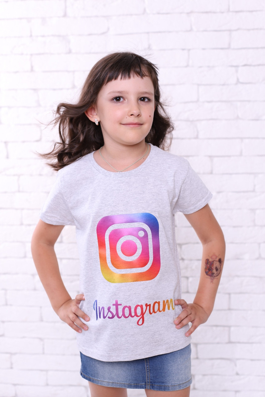 

Футболка для девочки 100% хлопок производство Марокко Quality Instagram gray 128