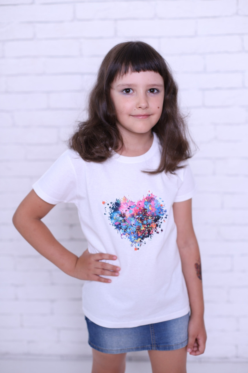 

Футболка для девочки 100% хлопок производство Марокко Quality Heart white 128
