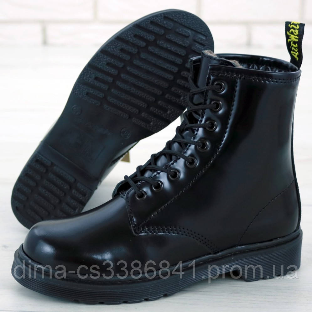 

Женские зимние ботинки в стиле Dr.Martens 1460, кожа, (с мехом), черный, Китай