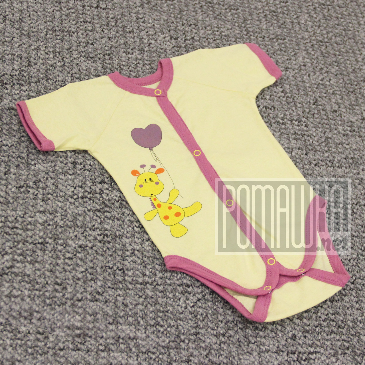 Дитячий боді футболка р 74 5-7 міс бодік на короткий рукав для новонароджених малюків КУЛІР 3088 Жовтий