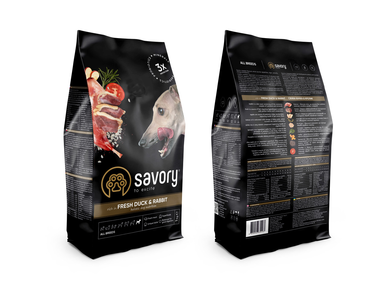 

Сухой корм для собак Savory Adult All Breeds rich in Fresh Duck & Rabbit 3 кг