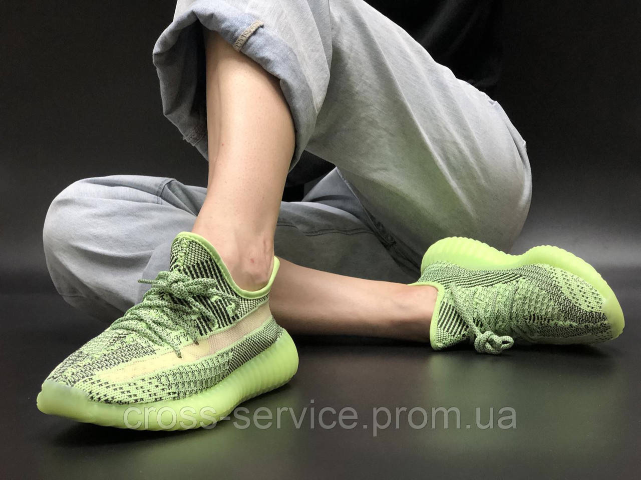 

Кроссовки женские мужские Adidas Yeezy Boost 350 кросовки жіночі адидас изи буст 350 полностью рефлективные 45, Салатовый