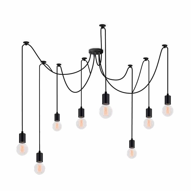 

Люстра подвесная Atma Light 8 плафонов серии Loft Spider-8 Black, Чёрный