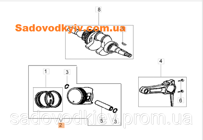 

Поршень с кольцами для культиватора Oleo-Mac MH 197 RKS (L66151166)