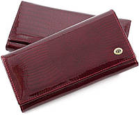 Бордовый лаковый кошелек с фиксацией на кнопку ST Leather, фото 1