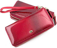 Красный женский кошелек в лаке на молнии ST Leather, фото 1
