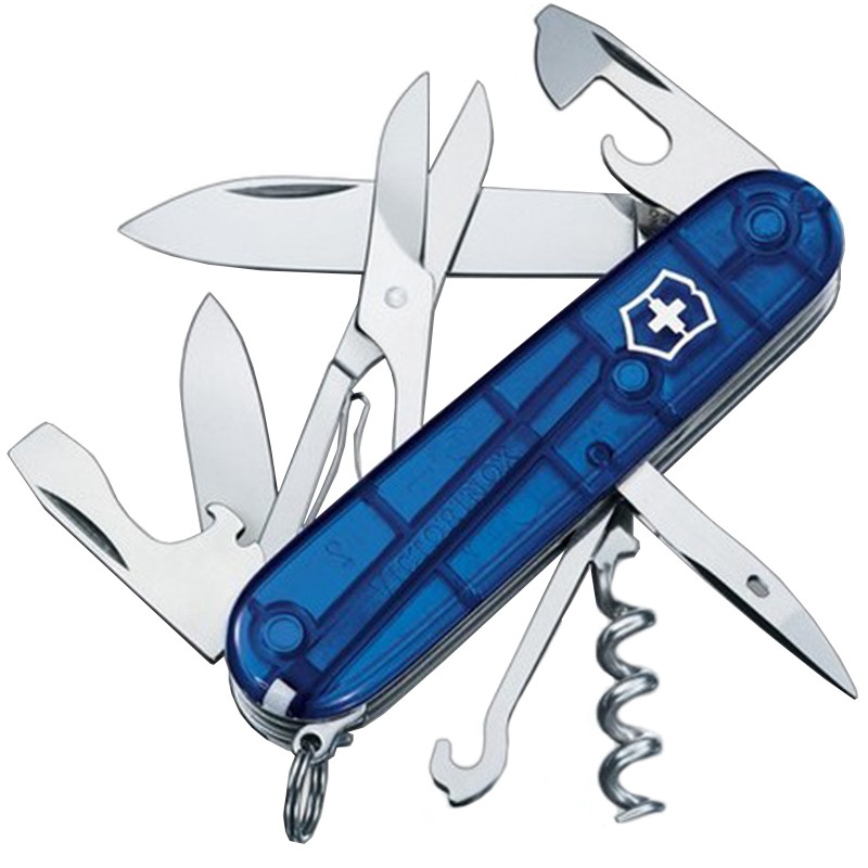 

Нож складной, мультитул Victorinox Climber (91мм, 14 функций),синий прозр. 1.3703.Т2