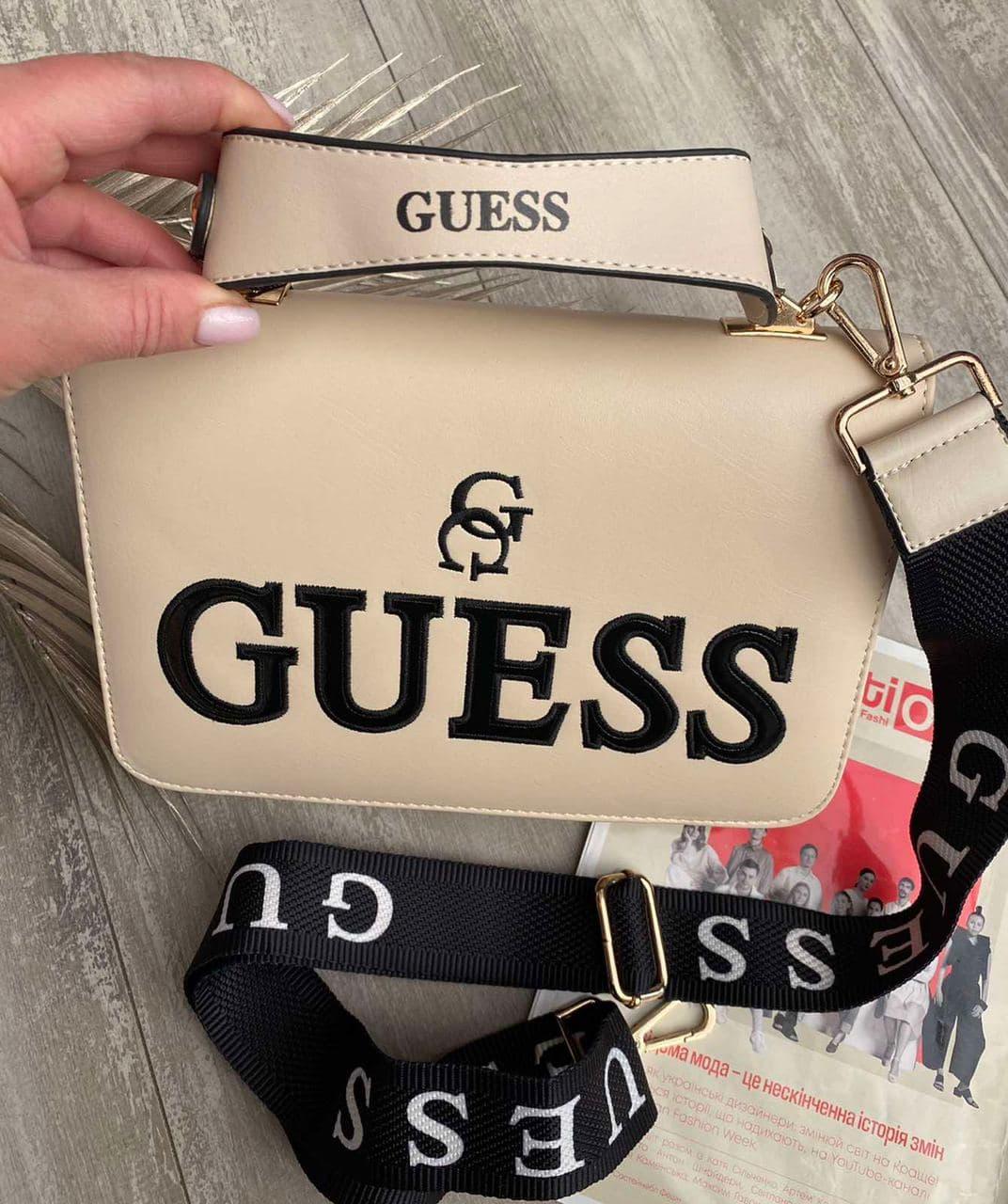 

Сумка Guess Гесс стильная модель бежевая реплика, Бежевый