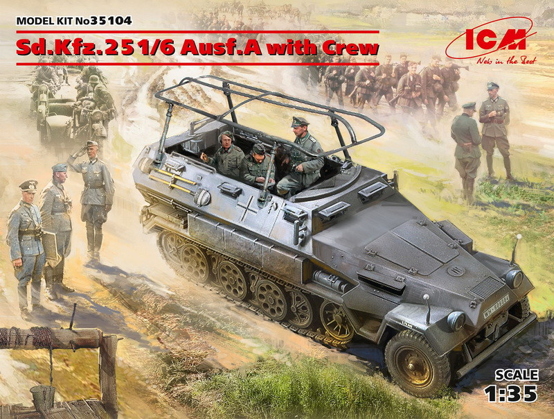 

Пластикова модель 1/35 ICM 35104 німецький бронетранспортер з екіпажем Sd.Kfz.251/6 Ausf.A with Crew