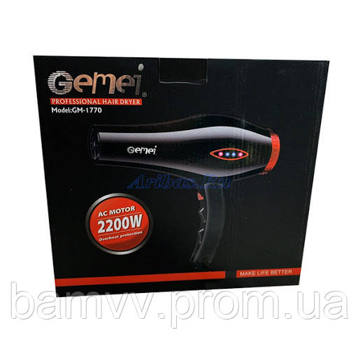 

Фен профессиональный для сушки волос Gemei GM-1770 2200W