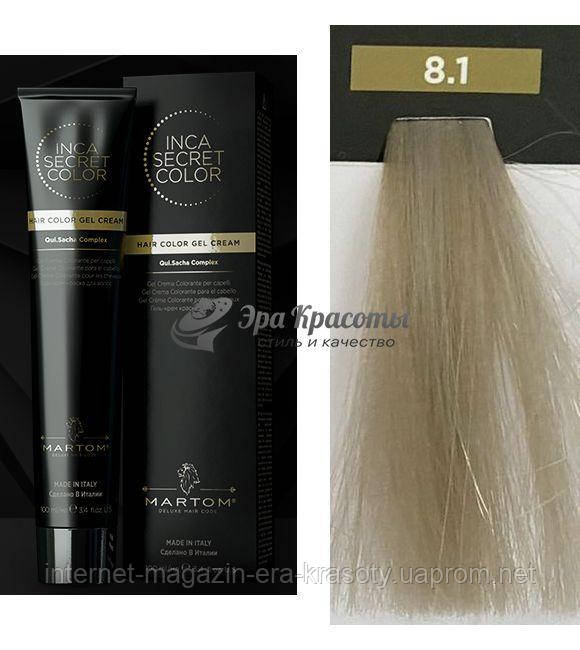 

Краситель для волос 8.1 Пепельный очень светлый Light Ash Blond Inca Secret Color Martom, 100 мл