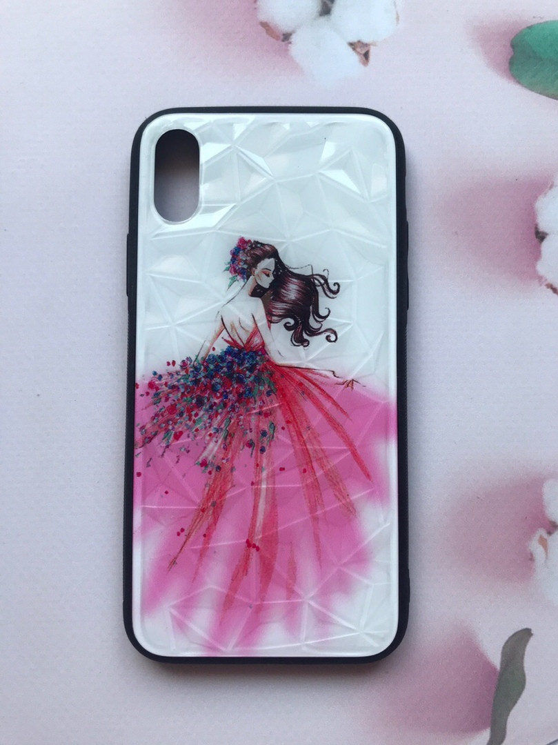 

Силиконовый чехол "Стеклянные ромбы" для Apple iPhone X/Xs Девушка (12921), Pink