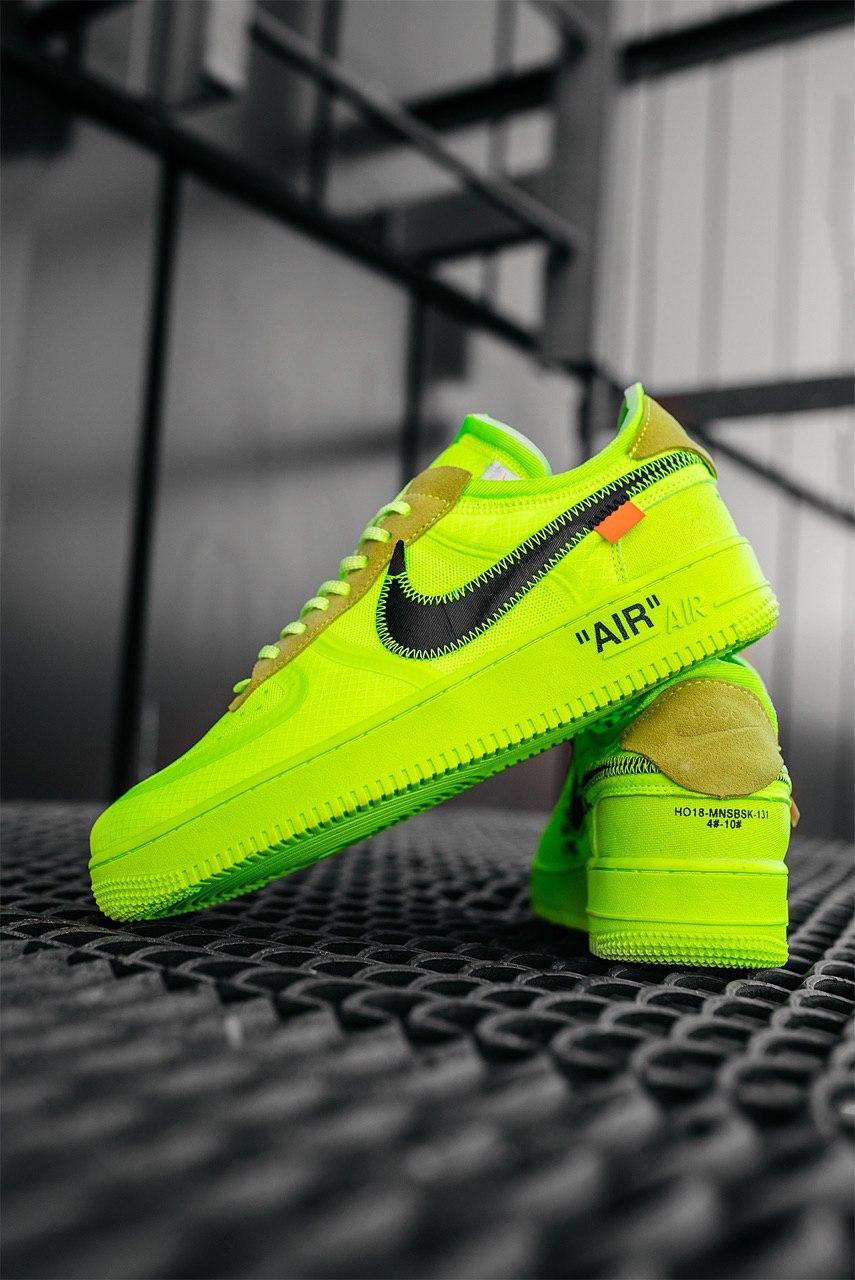 

Мужские кроссовки Nike Air Force 1 Off-White Volt / Найк Аир Форс Офф-Вайт Кислотный 41, Лимонный