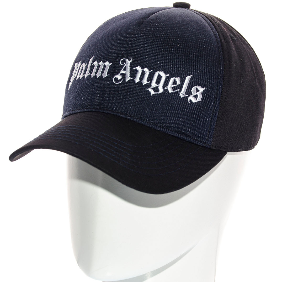 

Кепка брендовая из тонкого хлопка бейсболка unisex Palm Angels BGH20667 L / 57-58 RU Черная-темносиняя Реплика, Черный-т.синий